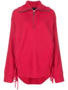Barbara Bui Lace-up Detail Ribbed Knit Sweater - Red