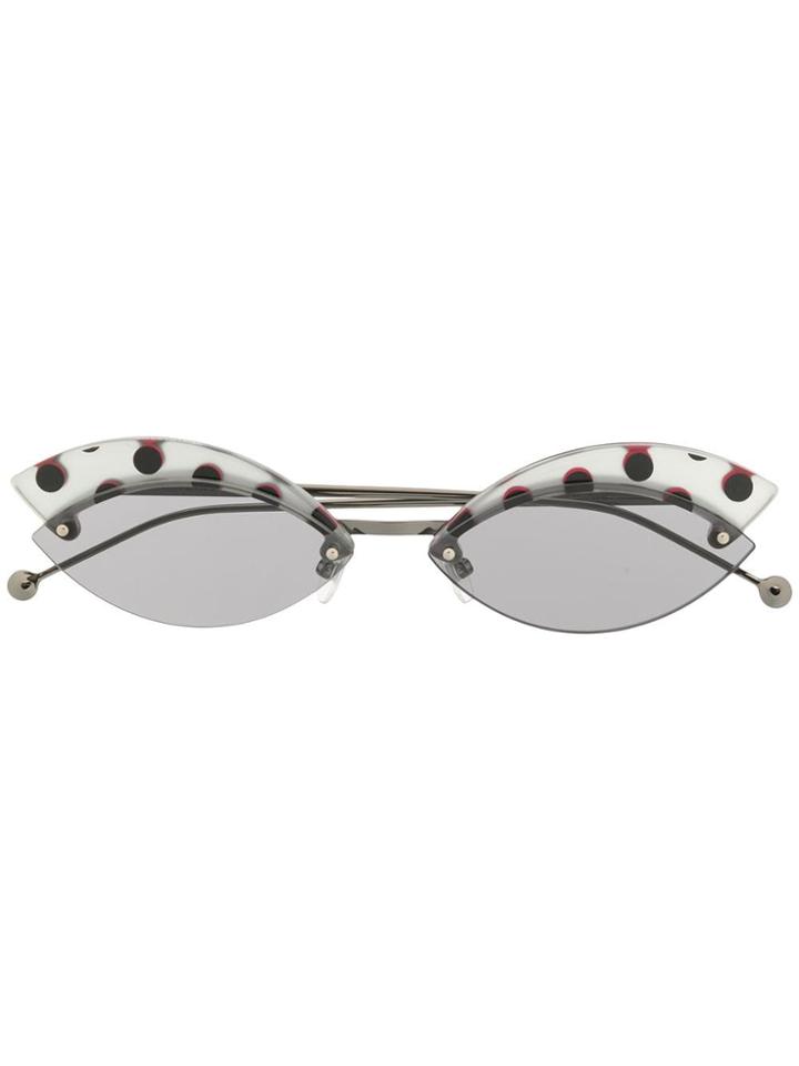 Fendi Eyewear Polka-dot Cat Eye Sunglasses - Metallic