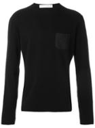 Isabel Benenato Leather Patch Pocket Jumper