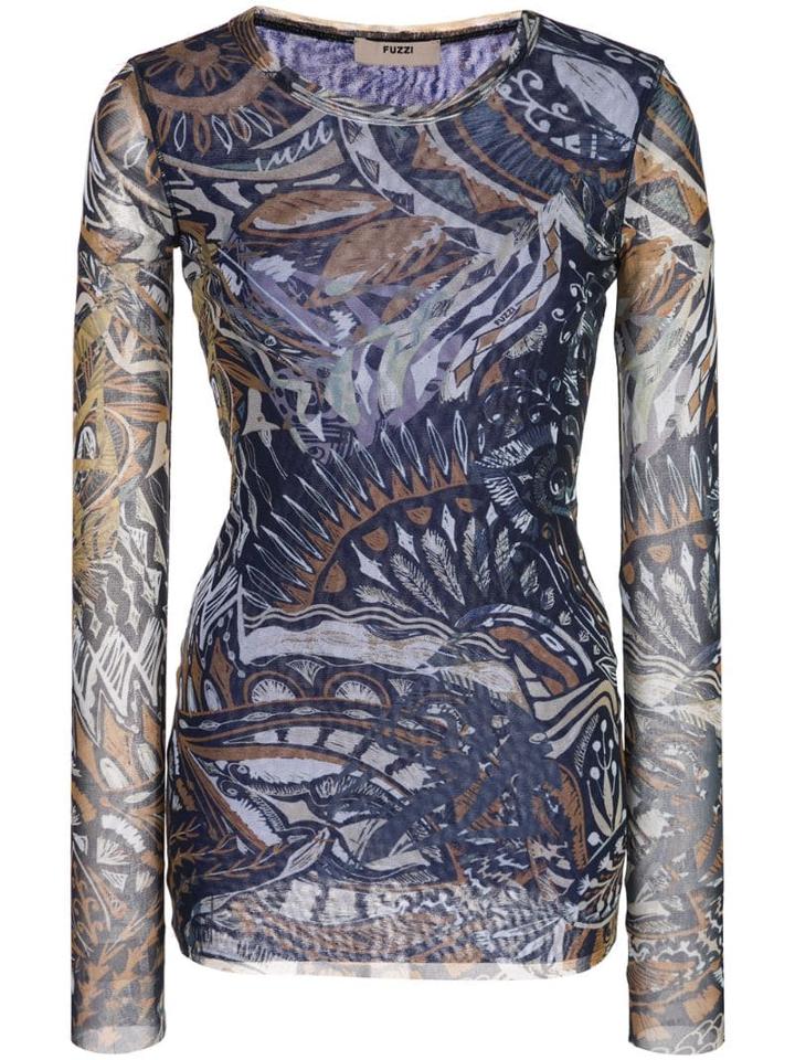 Fuzzi Printed Knitted Top - Blue