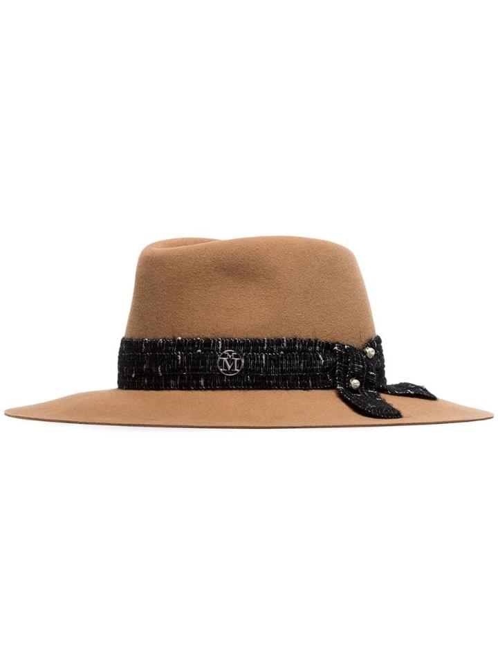 Maison Michel Charles Pearl-ribbon Hat - Brown