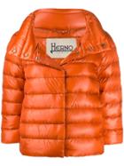 Herno Cropped Quilted Puffer Jacket - Orange