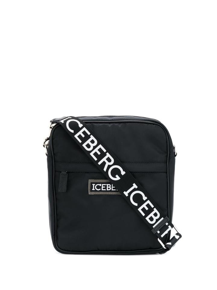 Iceberg Logo Plaque Crossbody Bag - Black