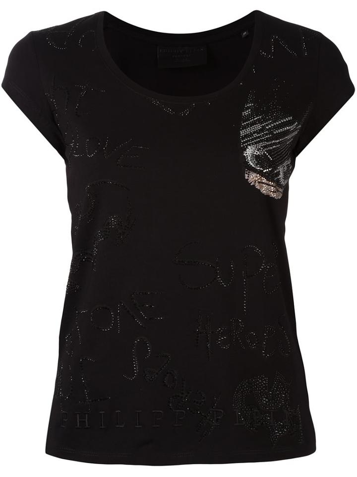 Philipp Plein 'blame' T-shirt, Women's, Size: Medium, Black, Cotton/glass