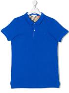 Burberry Kids Embroidered Logo Polo Shirt - Blue