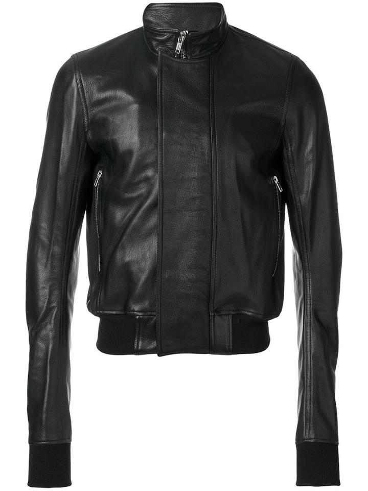 Rick Owens - Cropped Leather Bomber Jacket - Men - Cotton/goat Skin/cupro/wool - 50, Black, Cotton/goat Skin/cupro/wool