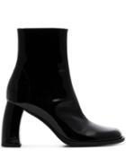 Ann Demeulemeester Black Curved-heel Patent Leather Boots