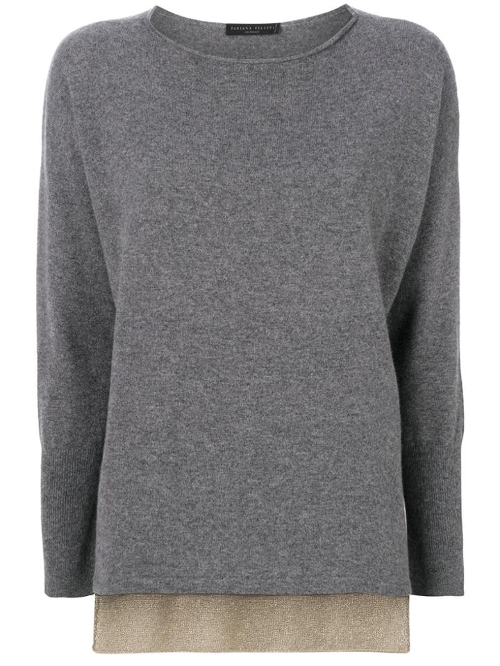 Fabiana Filippi Pullover With Sheer Exposed Underlay - Grey