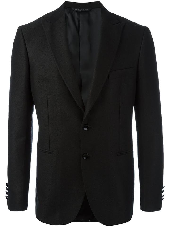 Tonello Buttoned Blazer Jacket, Men's, Size: 52, Black, Silk/cotton/acetate/viscose