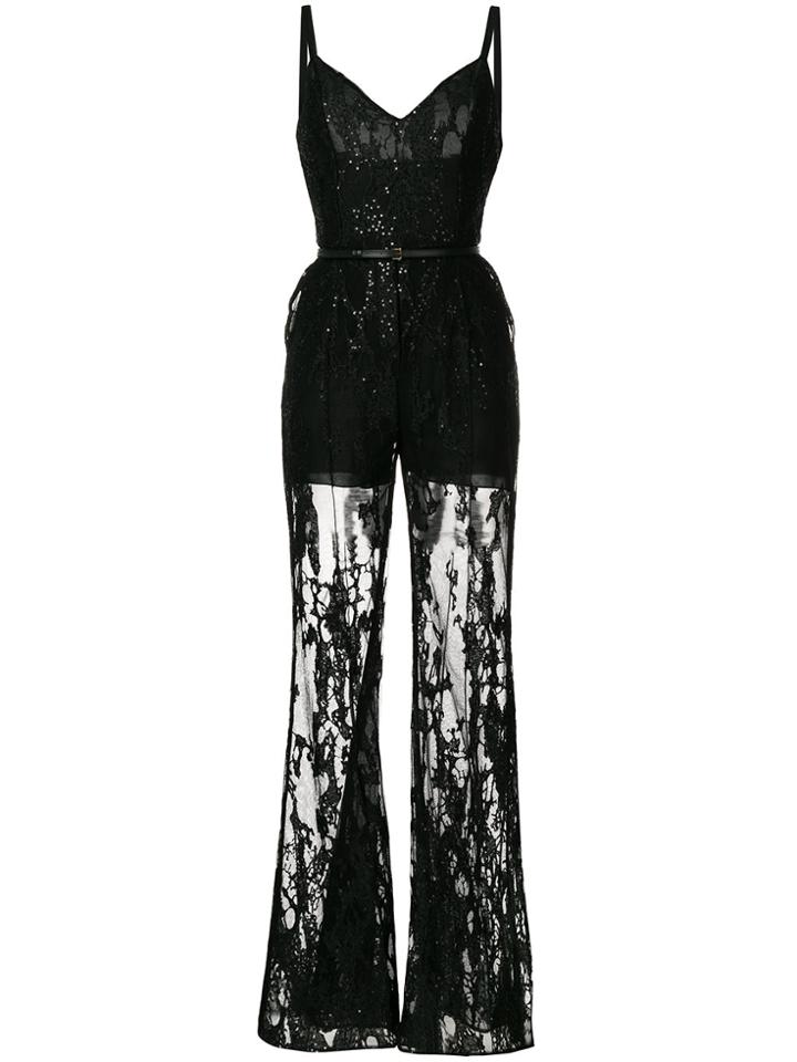 Elie Saab Sheer Flared Jumpsuit - Black