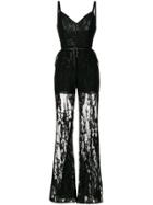 Elie Saab Sheer Flared Jumpsuit - Black