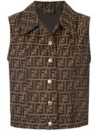 Fendi Pre-owned Zucca Pattern Buttoned Waistcoat - Brown