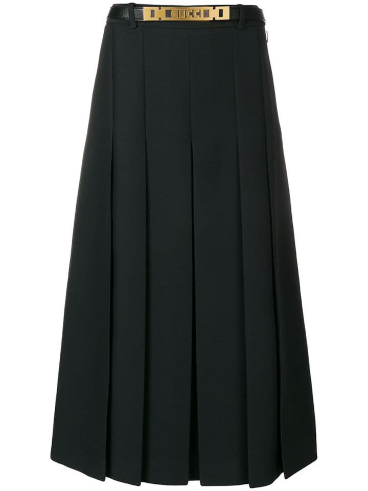 Gucci Pleated Midi Skirt - Black
