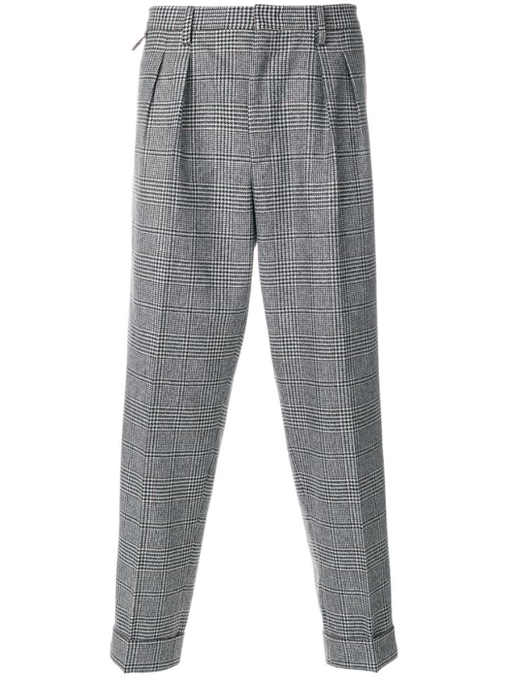 Pt01 Willard Glen Check Trousers - Black