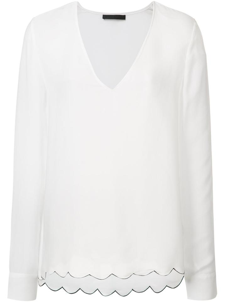 Jenni Kayne Scalloped Detail Blouse, Women's, Size: Small, White, Silk
