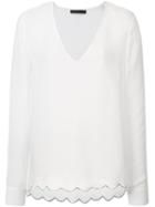 Jenni Kayne Scalloped Detail Blouse, Women's, Size: Small, White, Silk