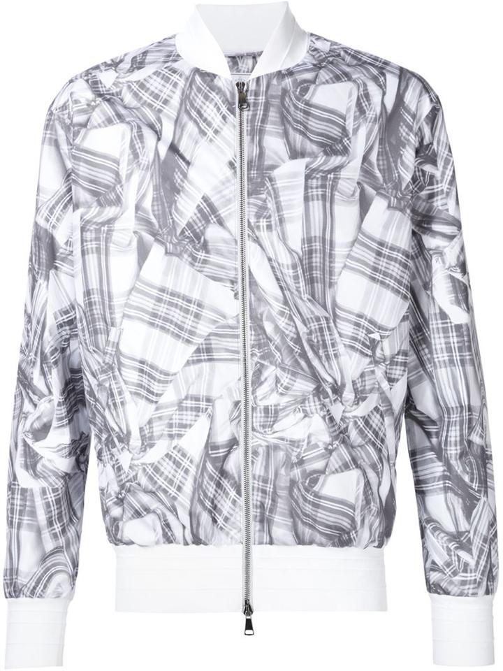 Vivienne Westwood Man Tartan Print Bomber Jacket, Men's, Size: 52, Grey, Cotton/polyester/polyamide/spandex/elastane