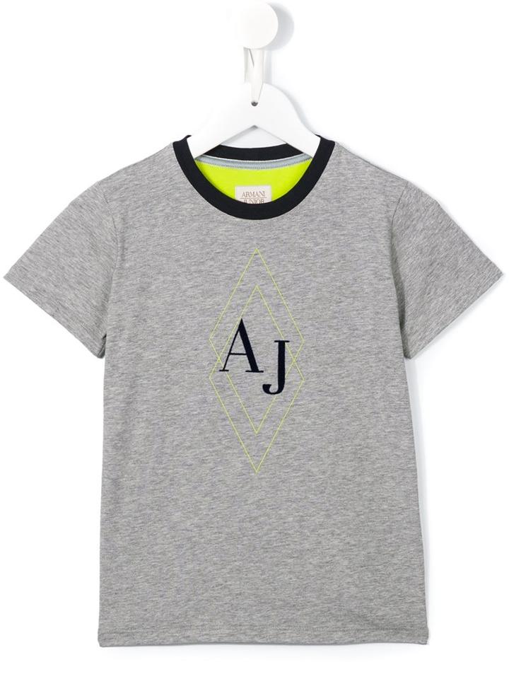 Armani Junior Diamond Logo T-shirt, Boy's, Size: 6 Yrs, Grey