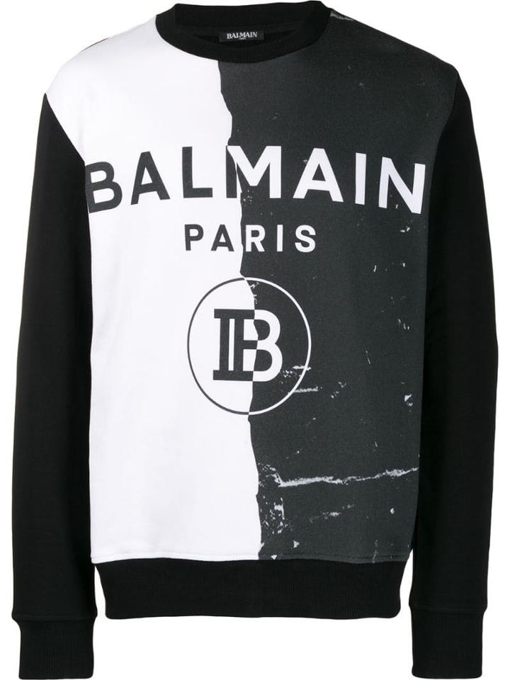 Balmain Two-tone Logo Sweatshirt - Black