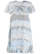 Red Valentino Floral Print Silk Dress - Blue