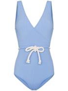 Lisa Marie Fernandez Yasmin Seersucker Cord Belt One Piece - Blue