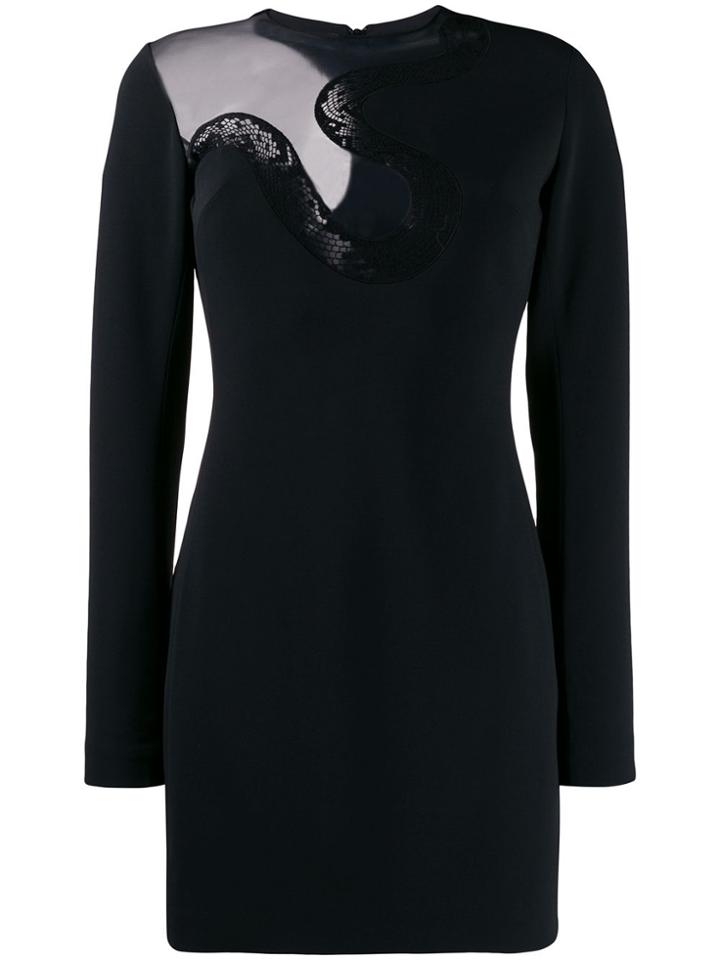 David Koma Crochet Snake Short Dress - Black