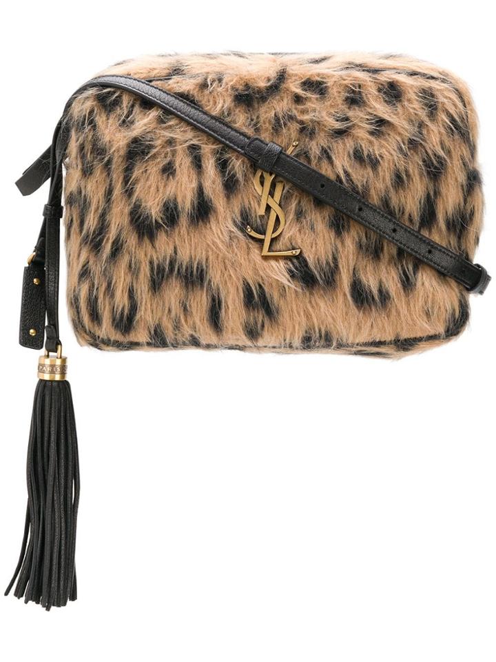 Saint Laurent Fur Shoulder Bag - Brown