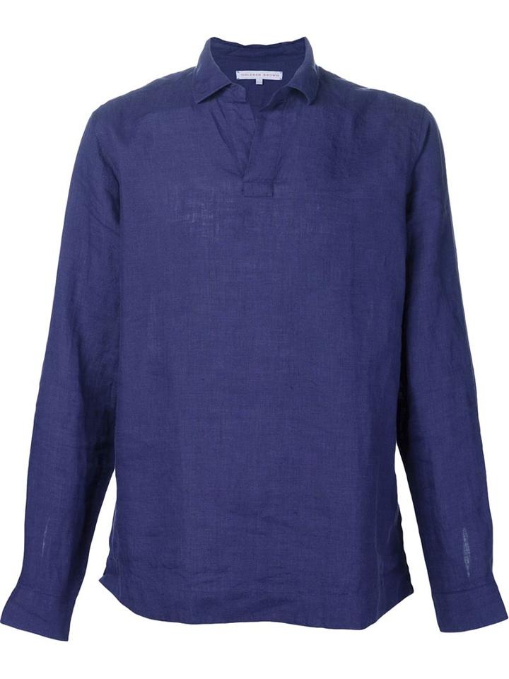 Orlebar Brown Classic Shirt, Men's, Size: Xl, Blue, Linen/flax