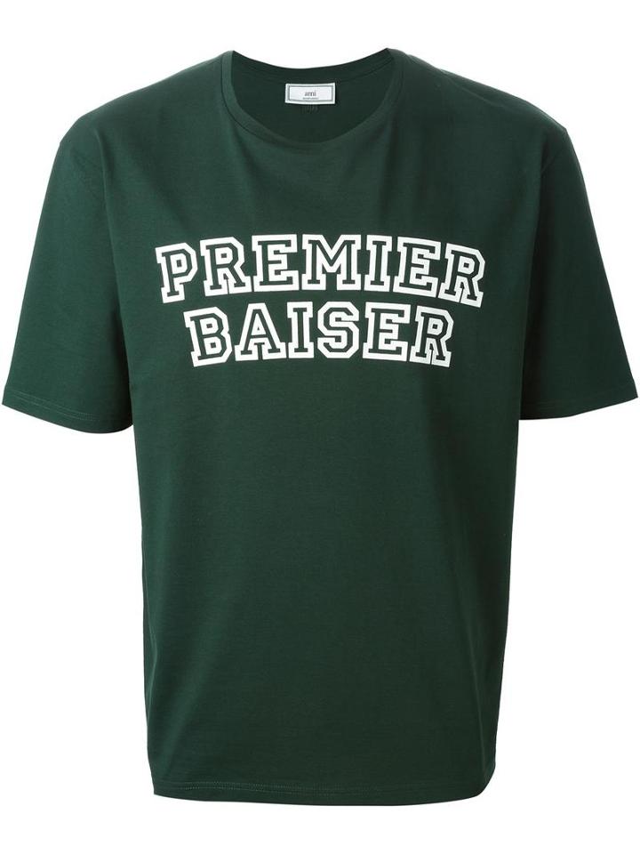 Ami Alexandre Mattiussi Premier Baiser T-shirt, Men's, Size: Large, Green, Cotton