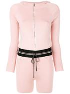 La Perla Hooded Track Style Playsuit - Pink & Purple