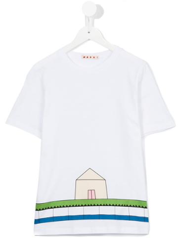 Marni Kids House Print T-shirt, Girl's, Size: 14 Yrs, White