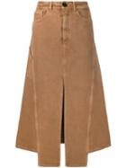 Lanvin Slit Midi Denim Skirt - Brown