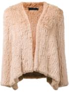 H Brand 'emily' V-neck Coat, Women's, Size: Medium, Nude/neutrals, Rabbit Fur