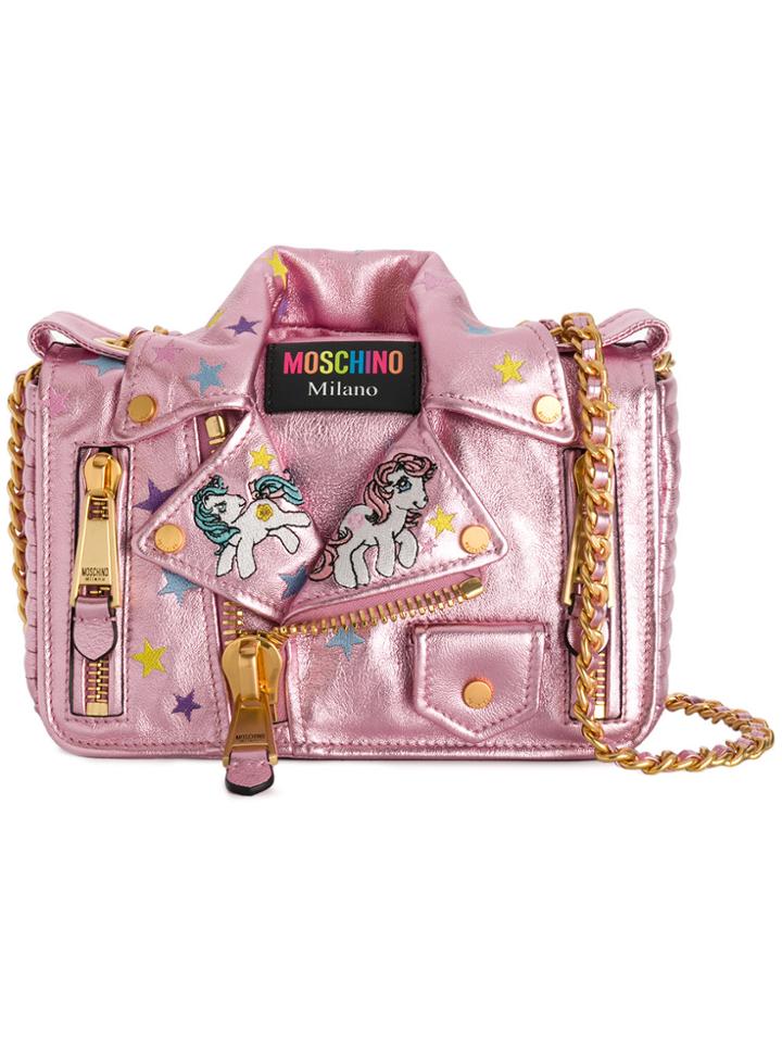 Moschino Biker Jacket Unicorn Bag - Pink & Purple