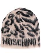 Moschino Leopard Pattern Beanie Hat - Neutrals
