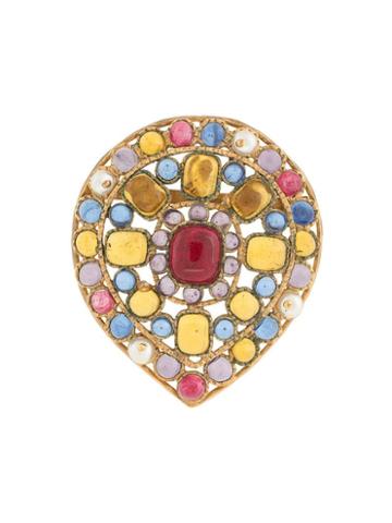 Chanel Pre-owned Chanel Stone Brooch - Gold