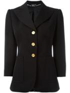 Alexander Mcqueen Three Button Blazer, Women's, Size: 42, Black, Silk/cupro/virgin Wool