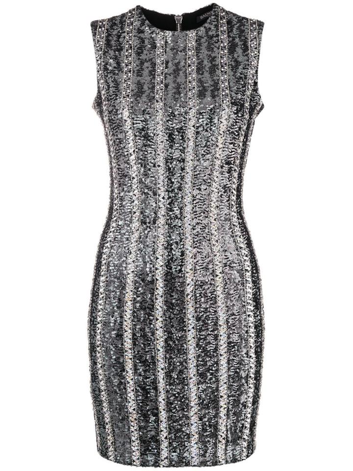 Balmain Sequin Embellished Mini Dress - Grey