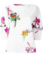 Etro Floral Print Blouse, Women's, Size: 44, White, Cotton