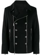 Balmain Button Detailed Zipped Jacket - Black