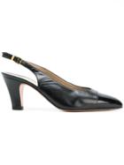 Salvatore Ferragamo Vintage Contrast Toe Slingback Pumps - Black