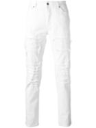 Marcelo Burlon County Of Milan Distressed Jeans, Men's, Size: 30, White, Cotton/spandex/elastane