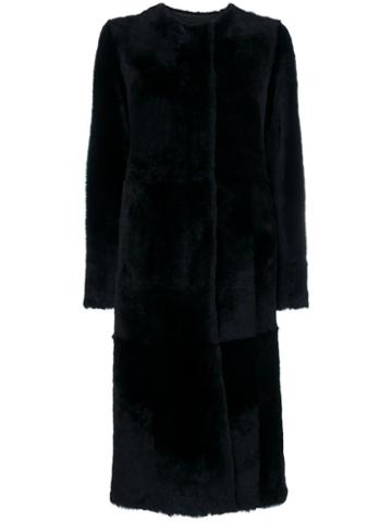Drome - Fur Longline Coat - Women - Leather/polyester/viscose - L, Black, Leather/polyester/viscose