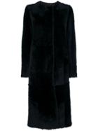 Drome - Fur Longline Coat - Women - Leather/polyester/viscose - L, Black, Leather/polyester/viscose