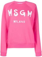 Msgm Logo Printed Sweatshirt - Pink