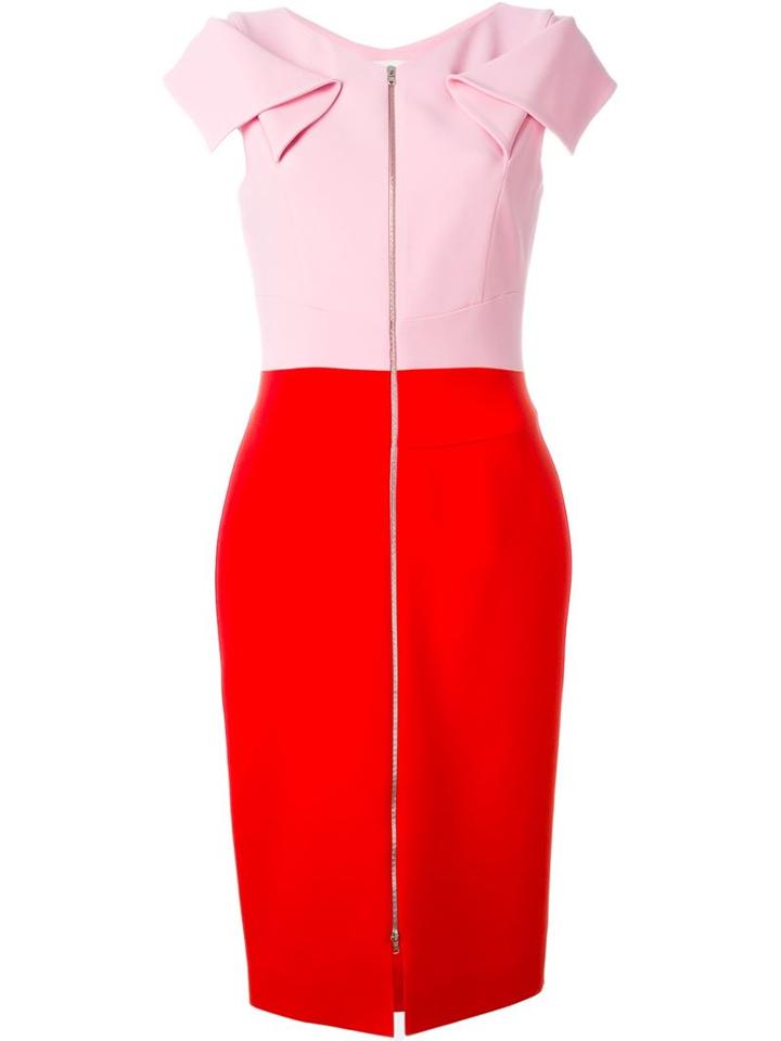 Antonio Berardi Front Zip Combo Dress, Women's, Size: 42, Pink/purple, Polyester/spandex/elastane/acetate/rayon