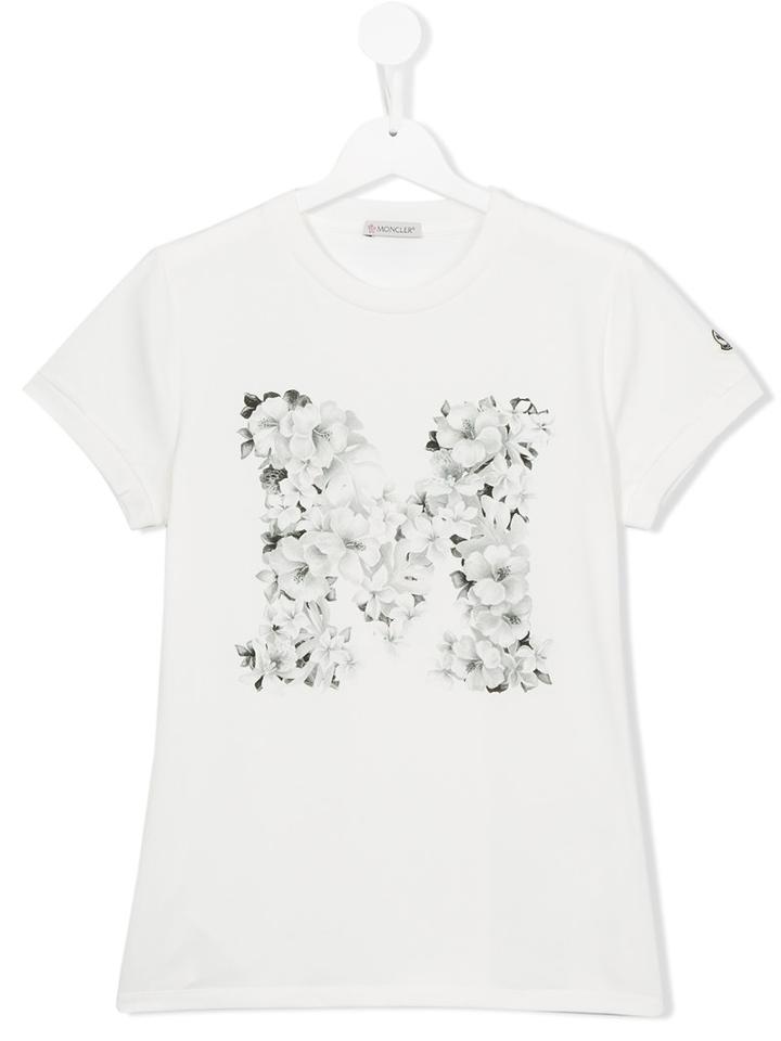Moncler Kids - Floral Print T-shirt - Kids - Cotton/spandex/elastane - 14 Yrs, White