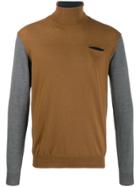 Manuel Ritz Colour Block Roll Neck Sweater - Brown