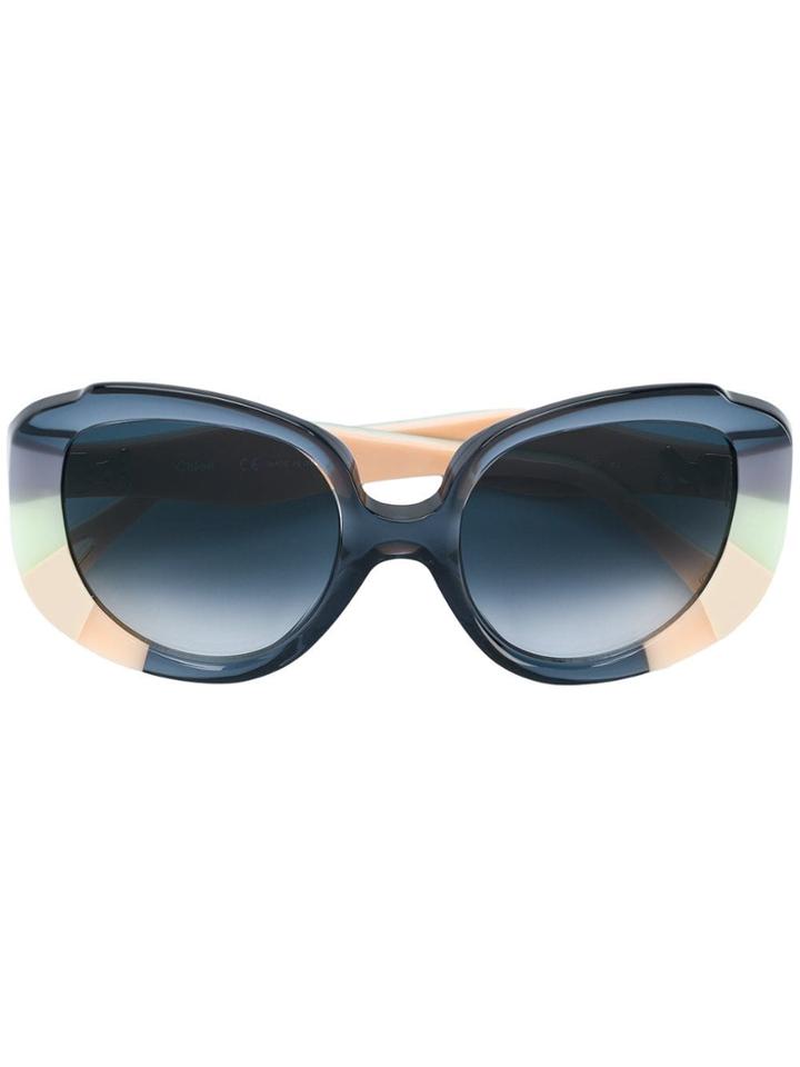 Chloé Eyewear Colour Block Cat Eye Sunglasses - Blue