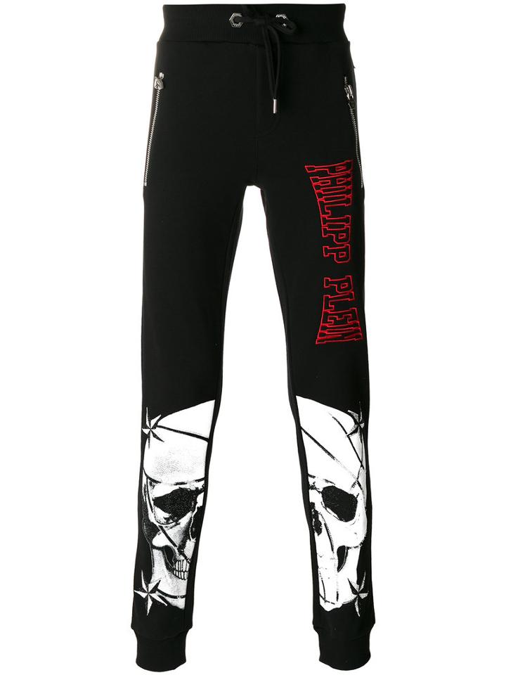 Philipp Plein - Printed Slim-fit Joggers - Men - Cotton - M, Black, Cotton